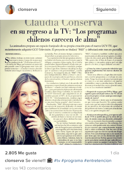 Instagram entrevista a Claudia Conserva