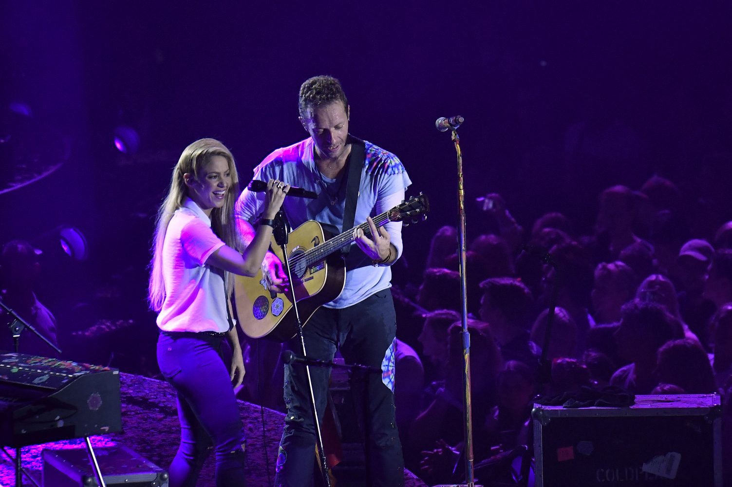 Shakira y Chris Martin en el Global Citizen Festival