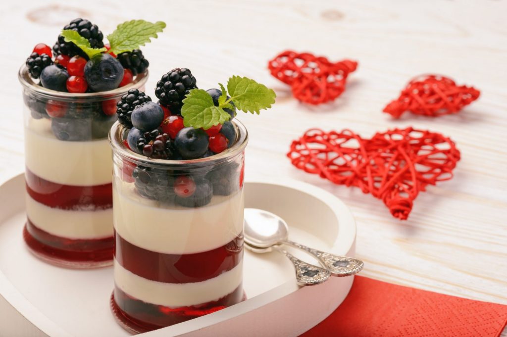 Pannacotta de yogur y grosellas