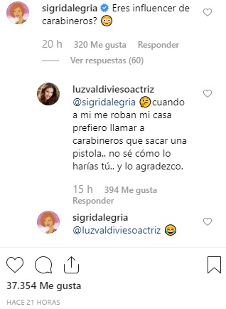 el dialogo entre sigrid alegria y luz valdivieso