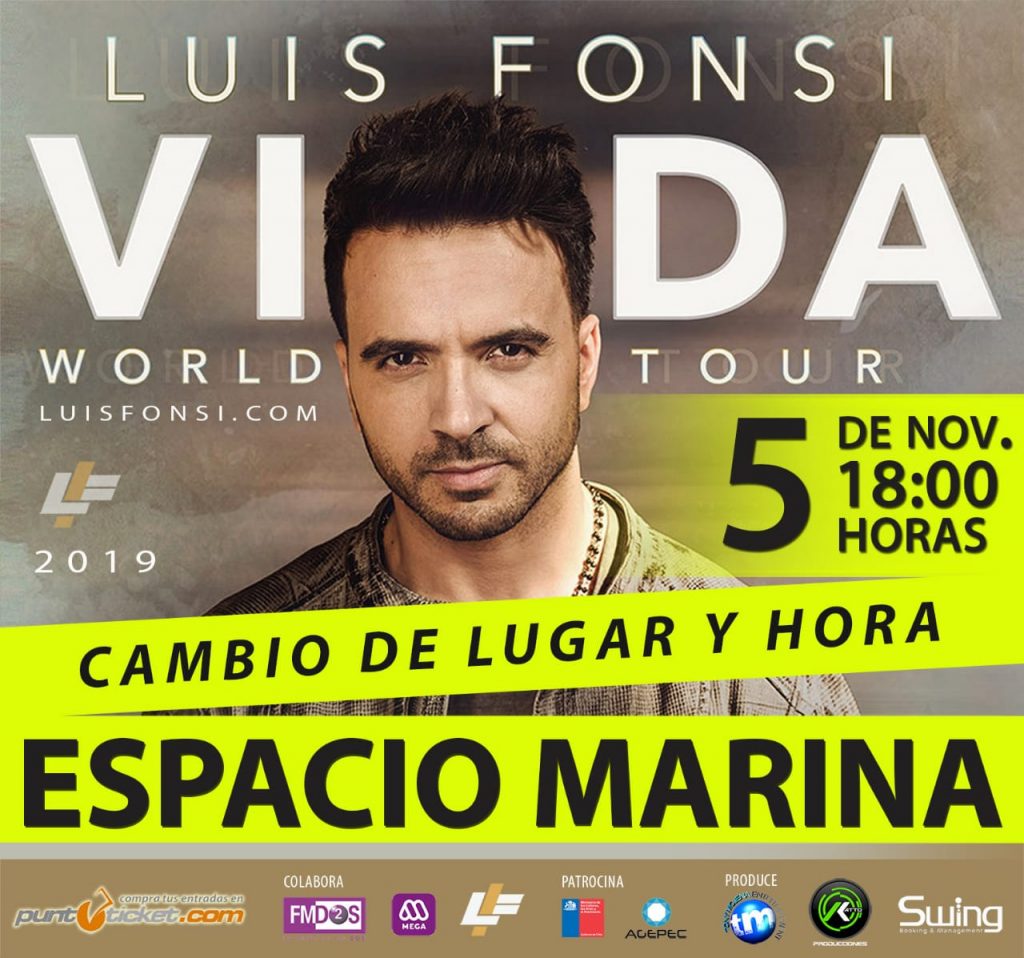 Luis Fonsi cambia sede y hora de su concierto en Concepción — FMDOS