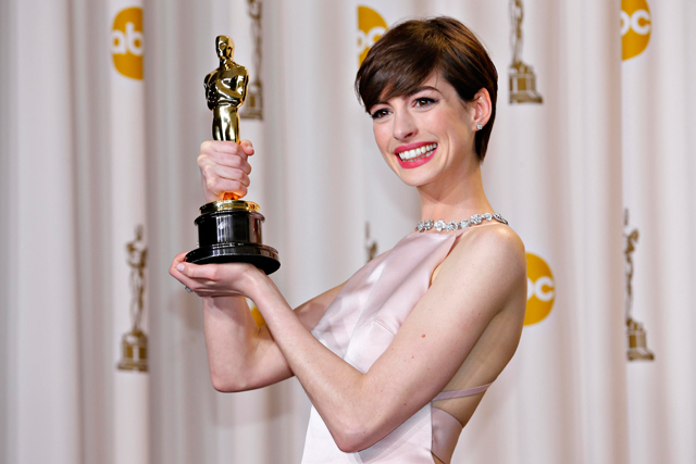 hathaway no muy feliz cuando ganó su oscar por los miserables