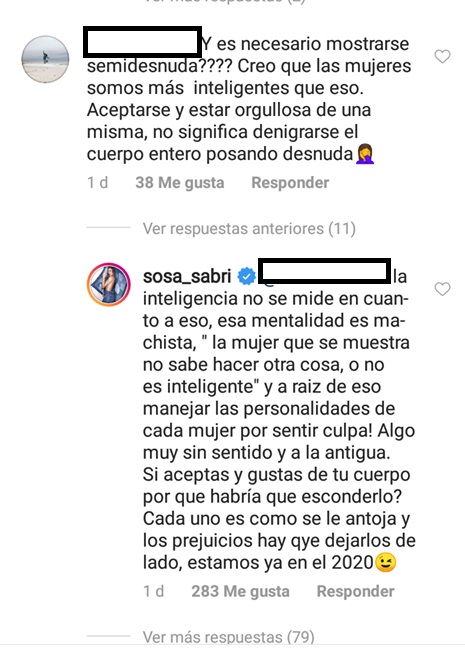 el ácido comentario que recibió sabrina sossa