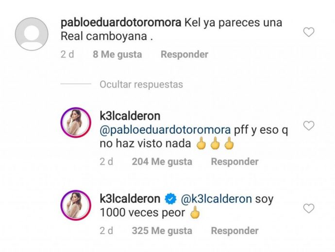 kel calderón le responde a usuario