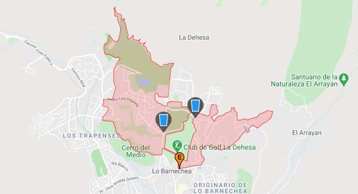 mapa corte de agua lo barnechea