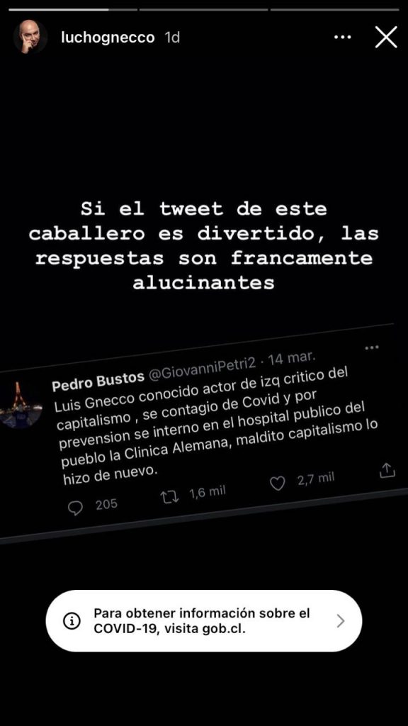 Luis Gnecco responde a críticas que recibió en redes sociales 