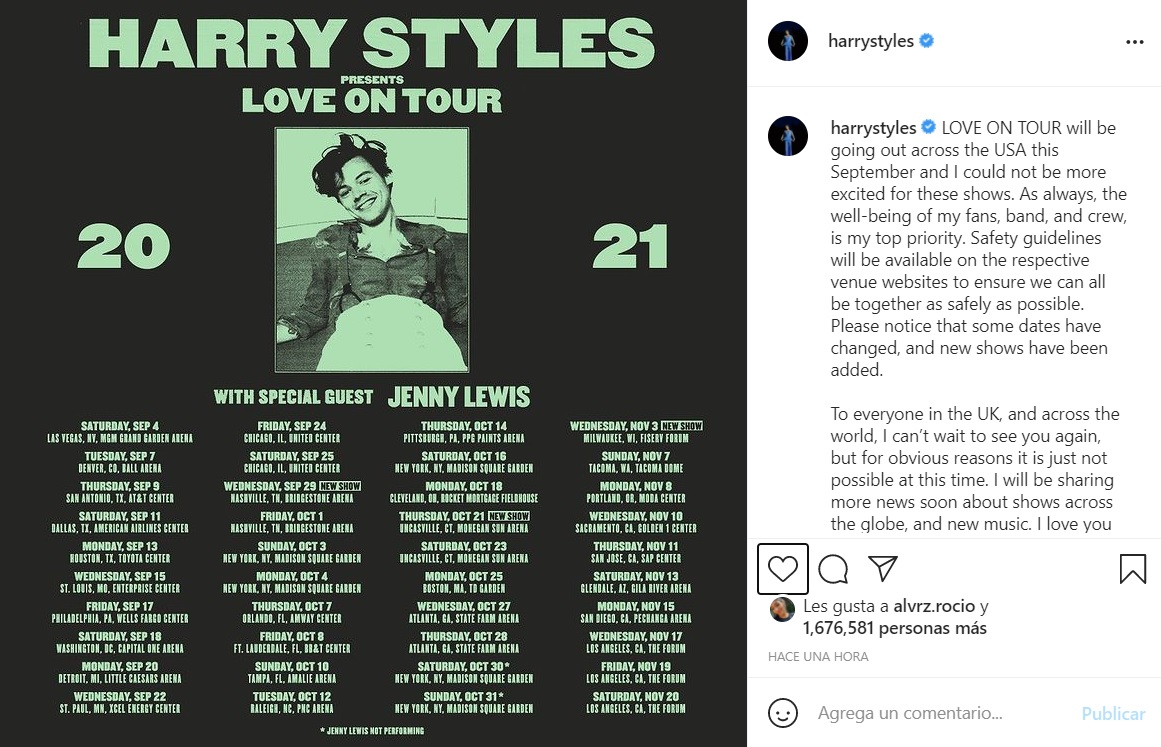 Tour date. Harry Styles Tour 2021.