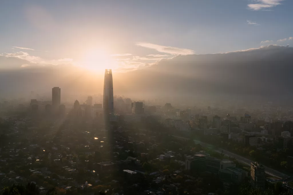 Downtown Santiago In The Morning With Beautiful Light.