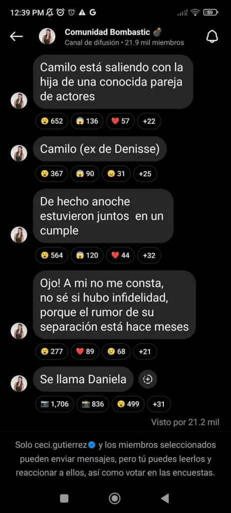 Ceci Gutierrez Sobre Denise Rosenthal Y Camilo